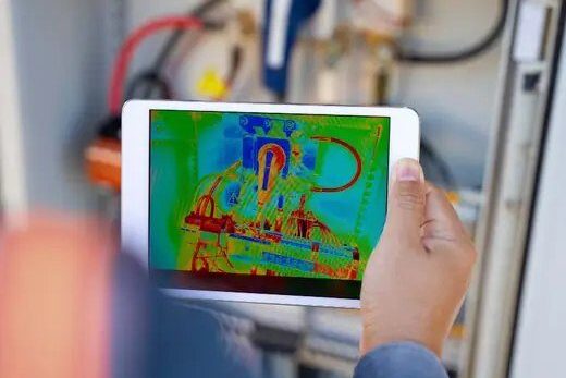Image thermique d'une installation affichée sur une tablette